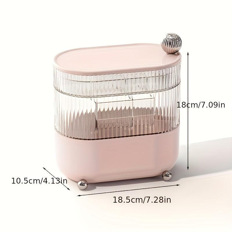 Makeup Storage Box Rotating Dustproof Organizer for Cosmetic Pads Lipstick
