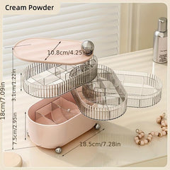 Makeup Storage Box Rotating Dustproof Organizer for Cosmetic Pads Lipstick