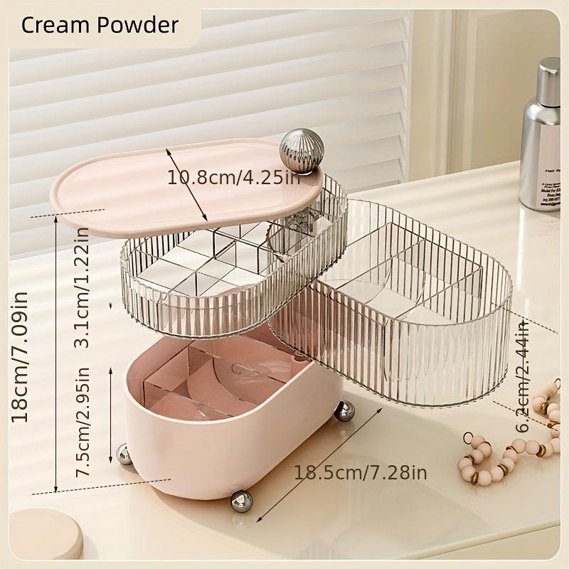 Makeup Storage Box Rotating Dustproof Organizer for Cosmetic Pads Lipstick