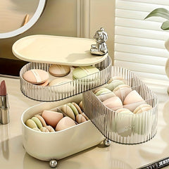Makeup Storage Box Rotating Dustproof Organizer for Cosmetic Pads Lipstick