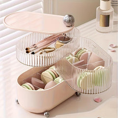 Makeup Storage Box Rotating Dustproof Organizer for Cosmetic Pads Lipstick