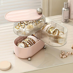 Makeup Storage Box Rotating Dustproof Organizer for Cosmetic Pads Lipstick