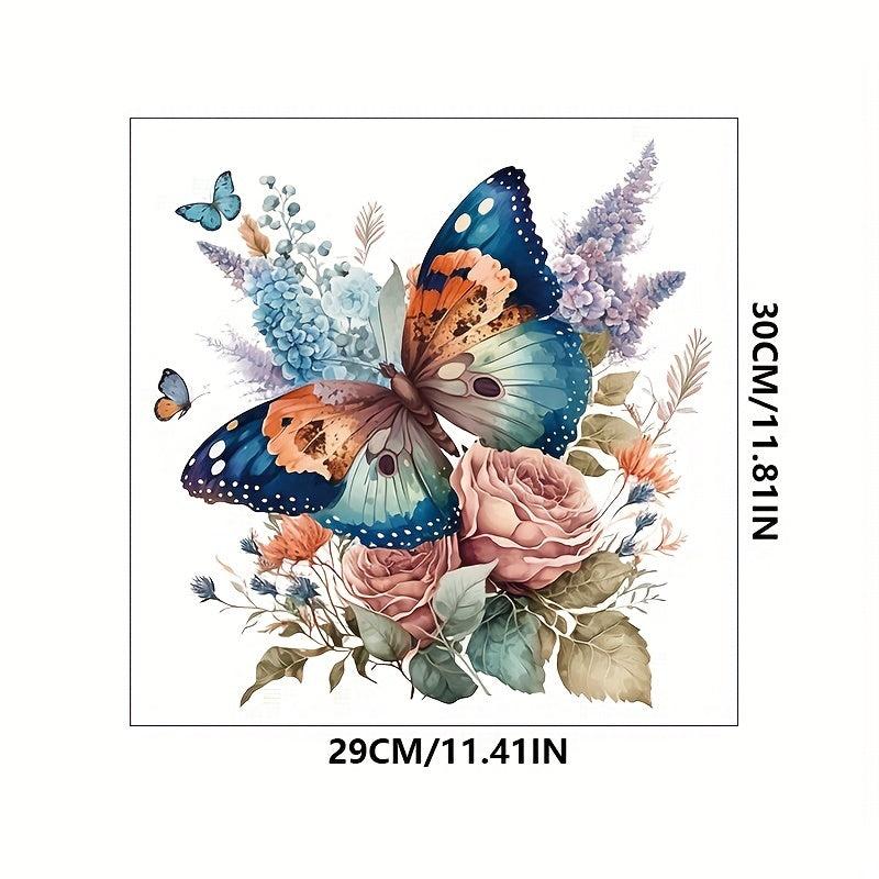 Colorful Butterflies And Flowers Toilet Sticker - Restroom Renovation