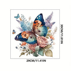 Colorful Butterflies And Flowers Toilet Sticker - Restroom Renovation