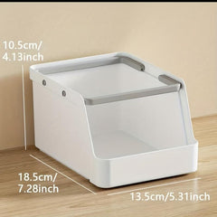 Stackable Cosmetic Storage Box with Handles - Desktop Makeup Organizer