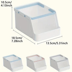 Stackable Cosmetic Storage Box with Handles - Desktop Makeup Organizer