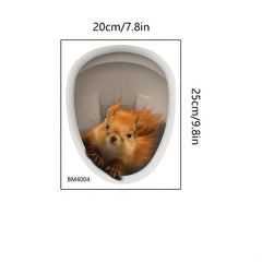 3D Squirrel Pattern Toilet Lid Decal Self Adhesive Sticker Bathroom Decor