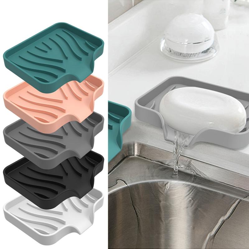 Soft Silicone Soap Dish Self Draining Soap Container