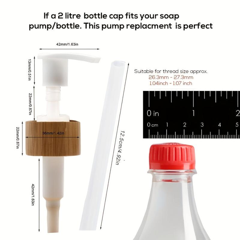 2pcs Bamboo Pump Replacement Soap Dispenser Universal Dish Shampoo Lotion