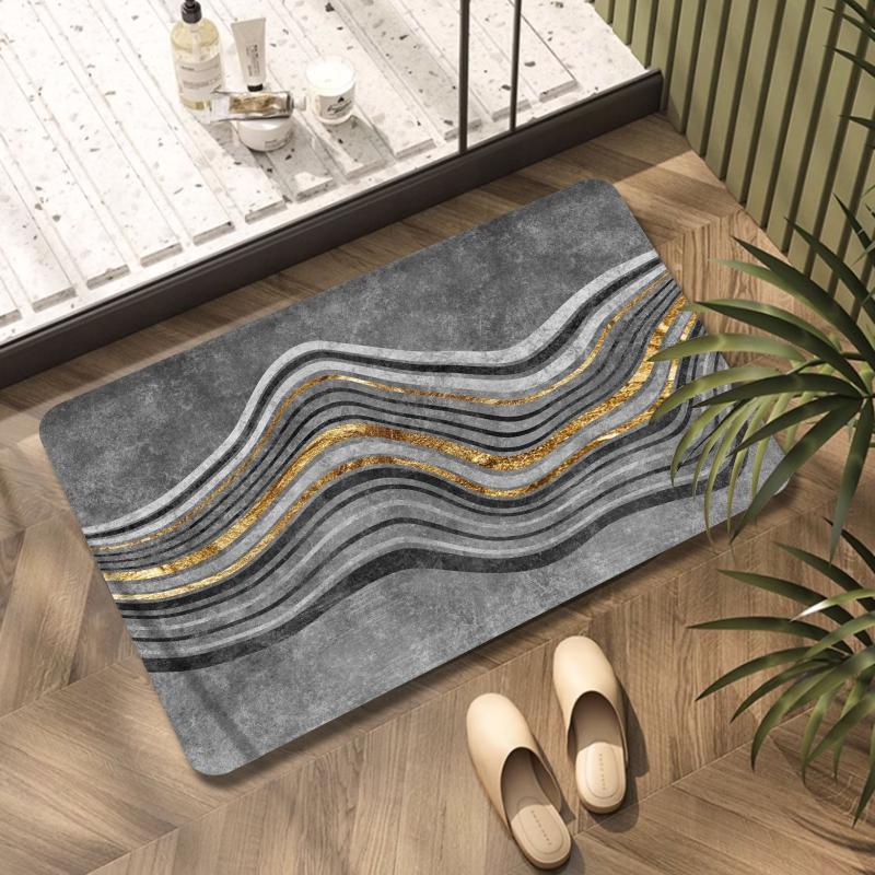 Geometric Pattern Bath Rug Non Slip Quick Dry Mat