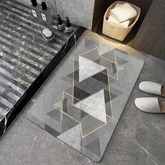 Geometric Pattern Bath Rug Non Slip Quick Dry Mat