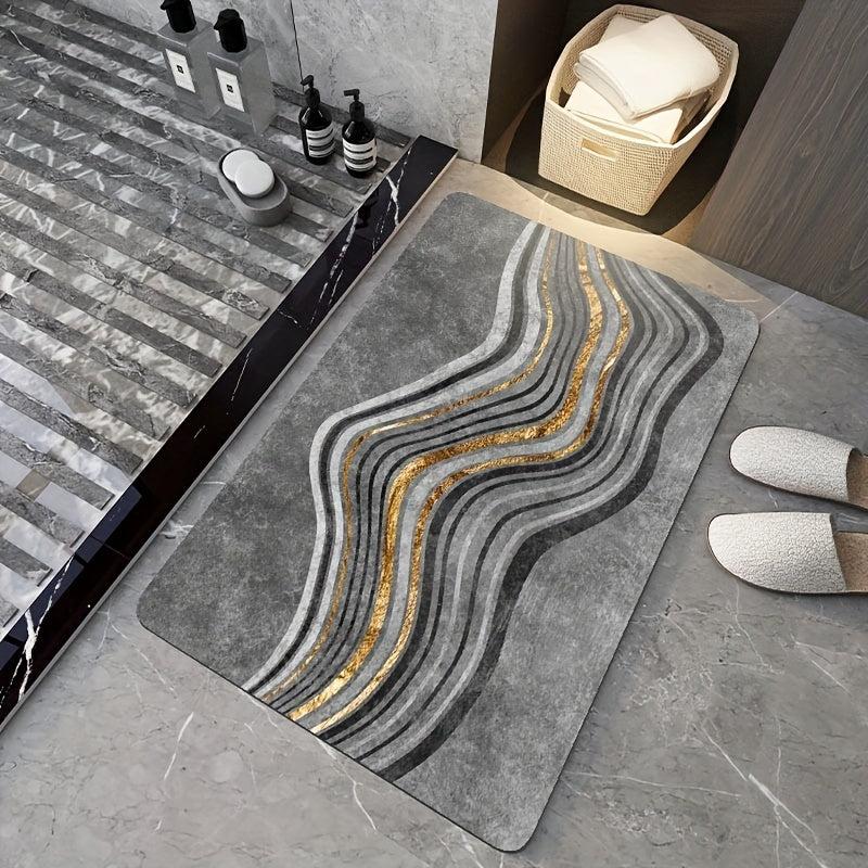 Geometric Pattern Bath Rug Non Slip Quick Dry Mat