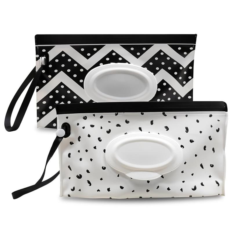2pcs Portable Reusable Baby Wipe Dispenser Wet Wipes Bag
