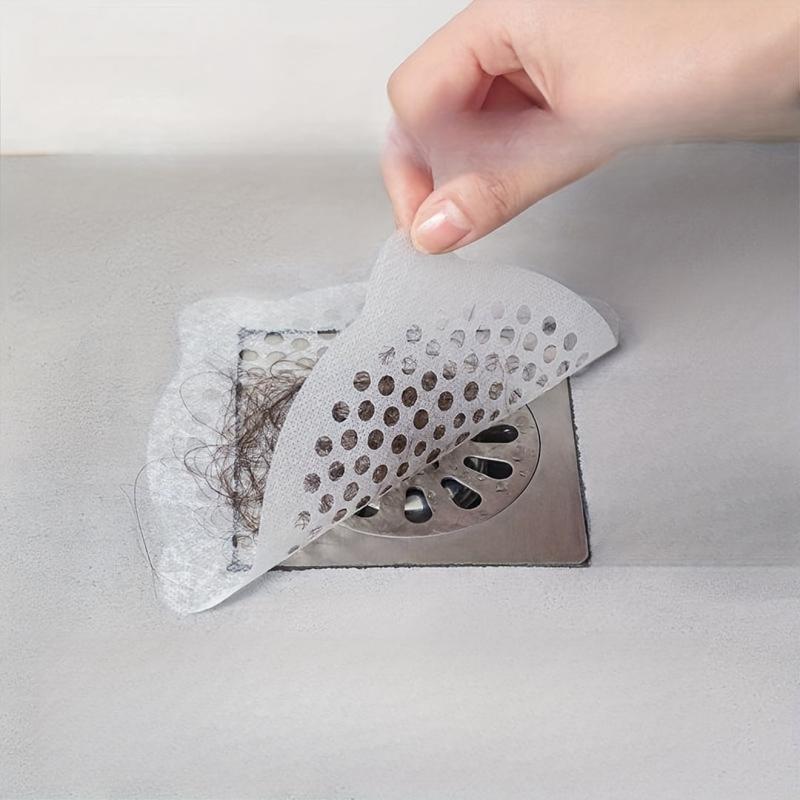15pcs Disposable Shower Drain Hair Catcher Mesh Stickers