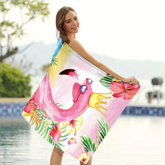 Oversized Flamingo Print Beach Towel Absorbent Summer Sand Beach Blanket