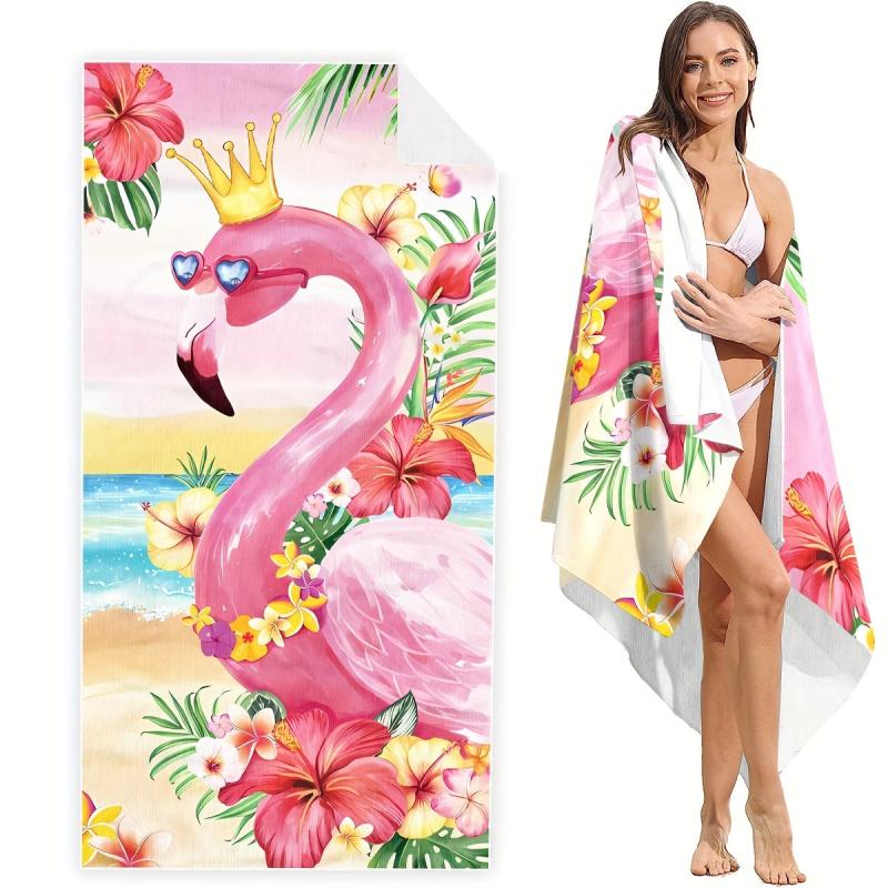Oversized Flamingo Print Beach Towel Absorbent Summer Sand Beach Blanket