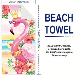 Oversized Flamingo Print Beach Towel Absorbent Summer Sand Beach Blanket