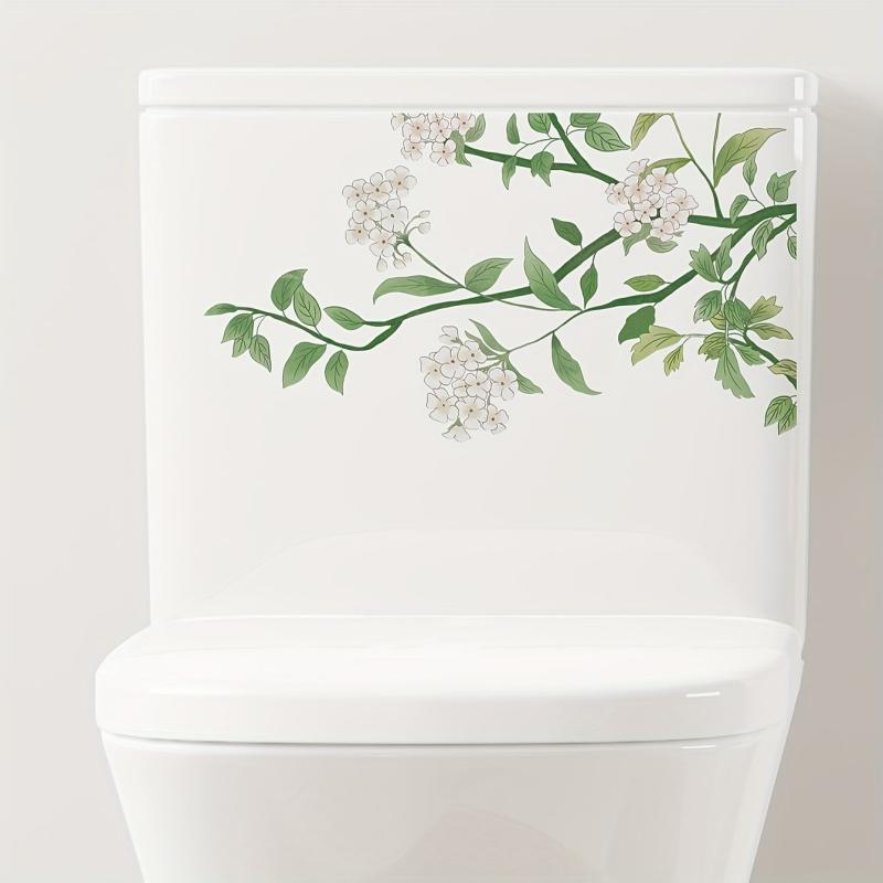 Plant Toilet Sticker Branch Flower Waterproof Vinyl Sticker