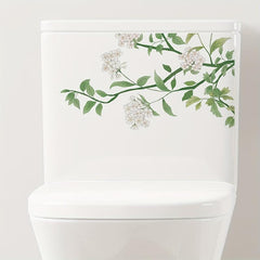 Plant Toilet Sticker Branch Flower Waterproof Vinyl Sticker