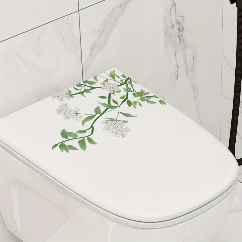 Plant Toilet Sticker Branch Flower Waterproof Vinyl Sticker