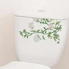 Plant Toilet Sticker Branch Flower Waterproof Vinyl Sticker