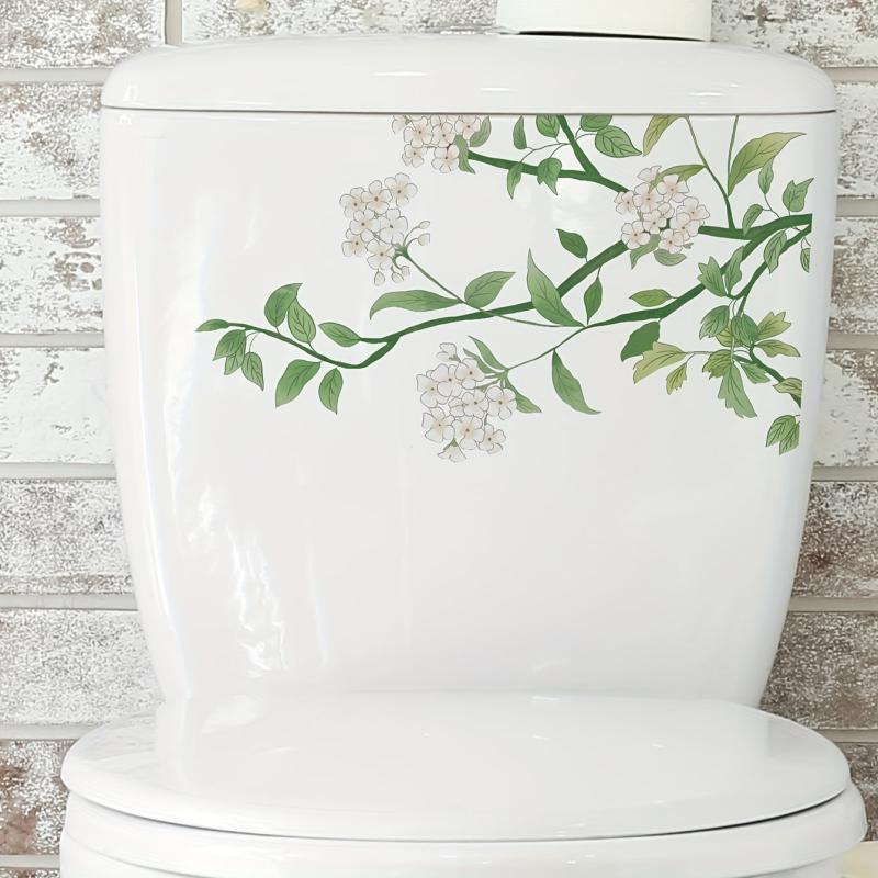 Plant Toilet Sticker Branch Flower Waterproof Vinyl Sticker