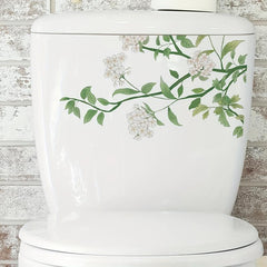 Plant Toilet Sticker Branch Flower Waterproof Vinyl Sticker