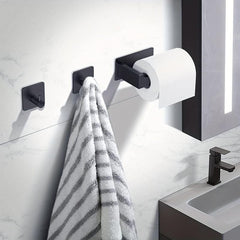 Toilet Paper Holder with Towel Hooks Stainless Steel Wall Mounted Storage Rack
