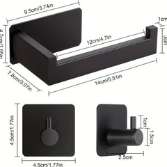 Toilet Paper Holder with Towel Hooks Stainless Steel Wall Mounted Storage Rack