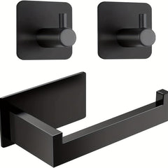 Toilet Paper Holder with Towel Hooks Stainless Steel Wall Mounted Storage Rack