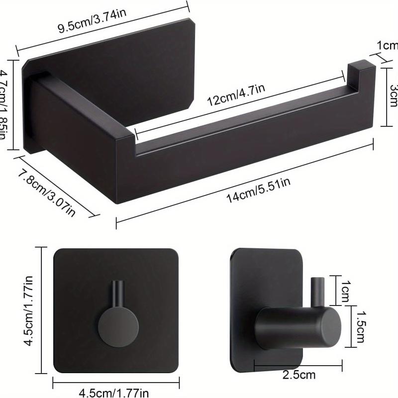 Toilet Paper Holder with Towel Hooks Stainless Steel Wall Mounted Storage Rack
