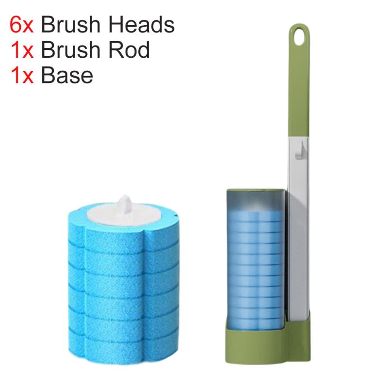 Disposable Toilet Brush Long Handle Wall Mounted Bathroom Replacement Brush Head
