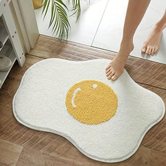 Kids Yolk Egg Bath Mat Plush Cartoon Bathtub Rug Water Absorbent