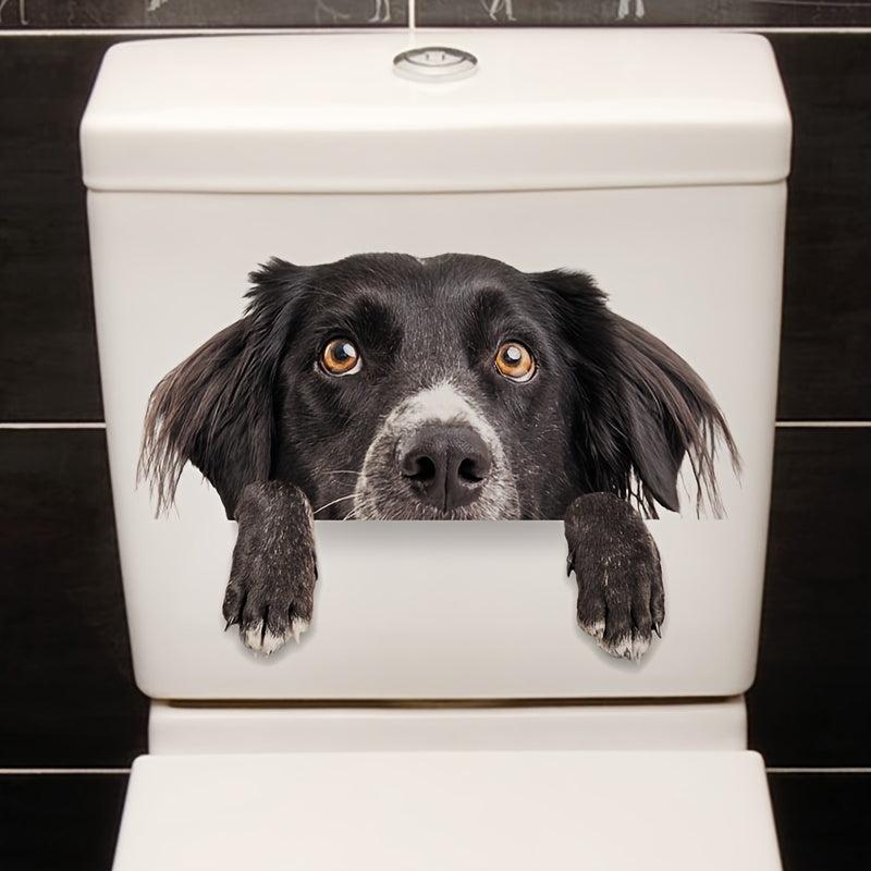 2PC Puppy Decor Toilet Sticker Removable Self adhesive Sticker