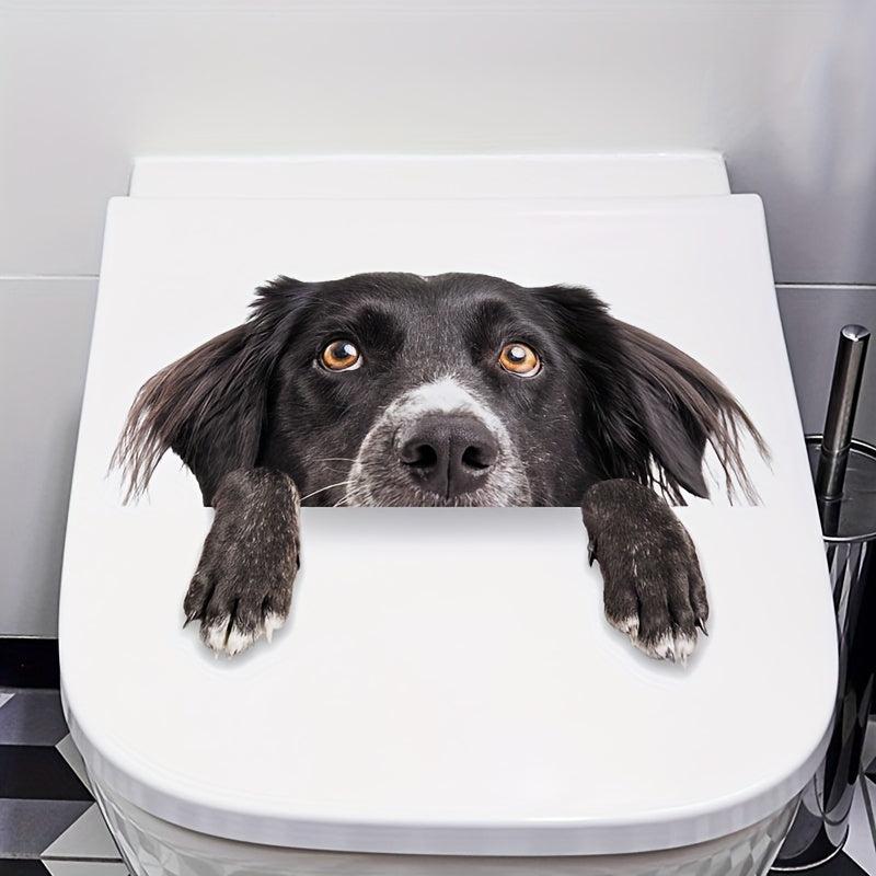 2PC Puppy Decor Toilet Sticker Removable Self adhesive Sticker