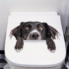 2PC Puppy Decor Toilet Sticker Removable Self adhesive Sticker