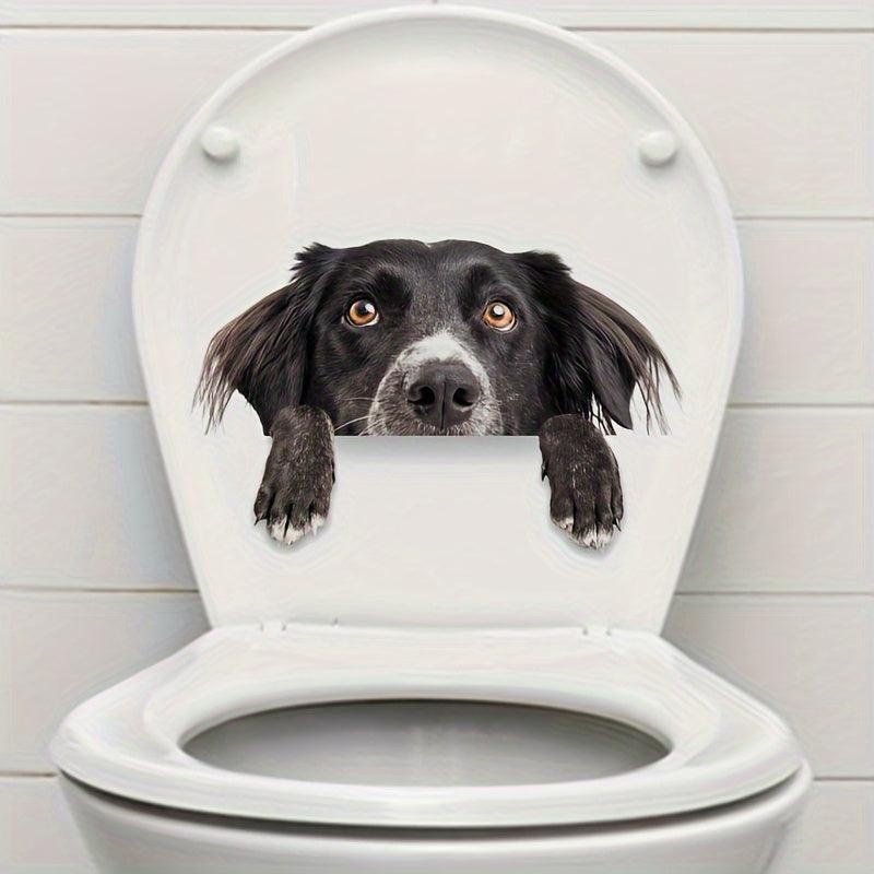 2PC Puppy Decor Toilet Sticker Removable Self adhesive Sticker