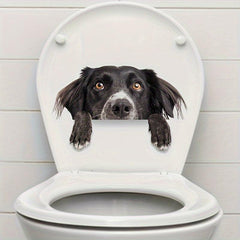 2PC Puppy Decor Toilet Sticker Removable Self adhesive Sticker