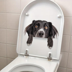2PC Puppy Decor Toilet Sticker Removable Self adhesive Sticker