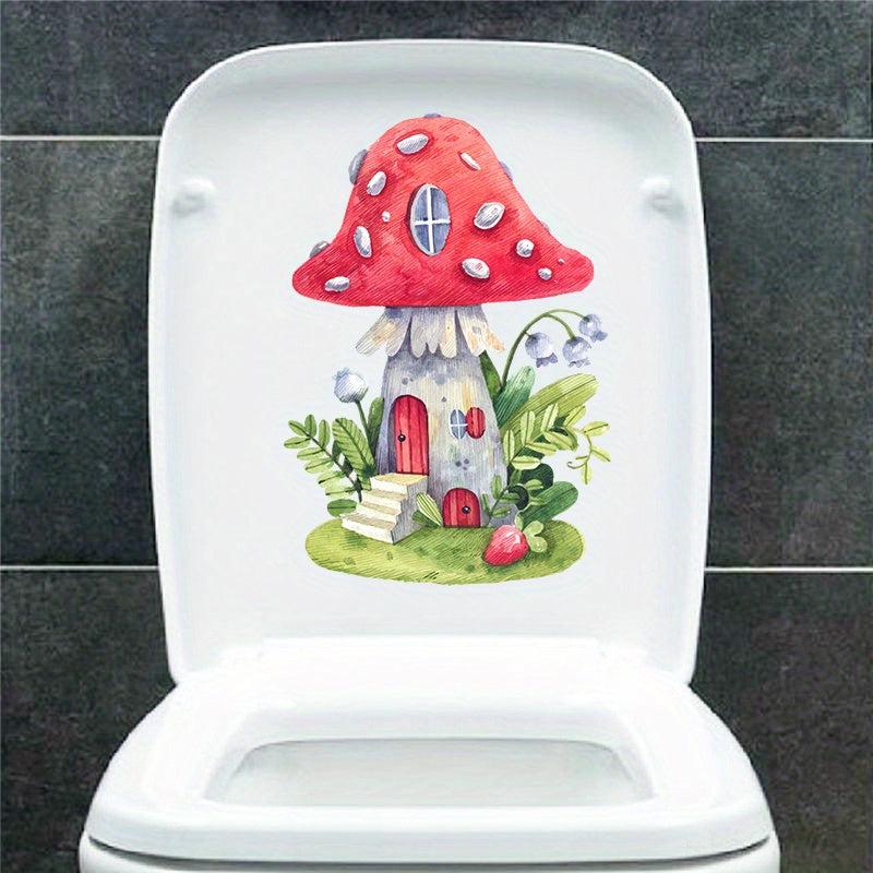 Flower Pattern Toilet Lid Decal Self Adhesive Sticker