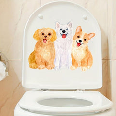 Cartoon Puppy Kitten Toilet Lid Decal