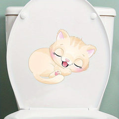Cartoon Puppy Kitten Toilet Lid Decal