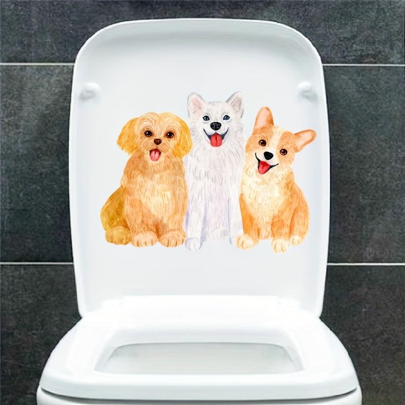 Cartoon Puppy Kitten Toilet Lid Decal