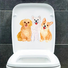 Cartoon Puppy Kitten Toilet Lid Decal