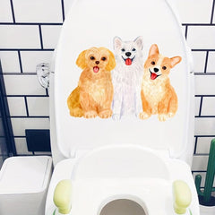 Cartoon Puppy Kitten Toilet Lid Decal