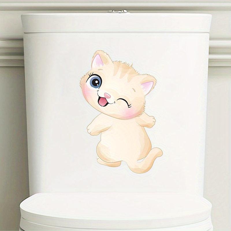 Cartoon Puppy Kitten Toilet Lid Decal