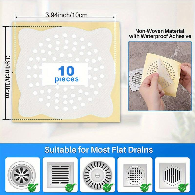 30pcs Disposable Floor Drain Strainer Sticker Mesh Shower Drain Covers