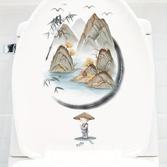 Toilet Lid Decal Ceramic Tile Sticker Restroom Renovation Self-adhesive Decal