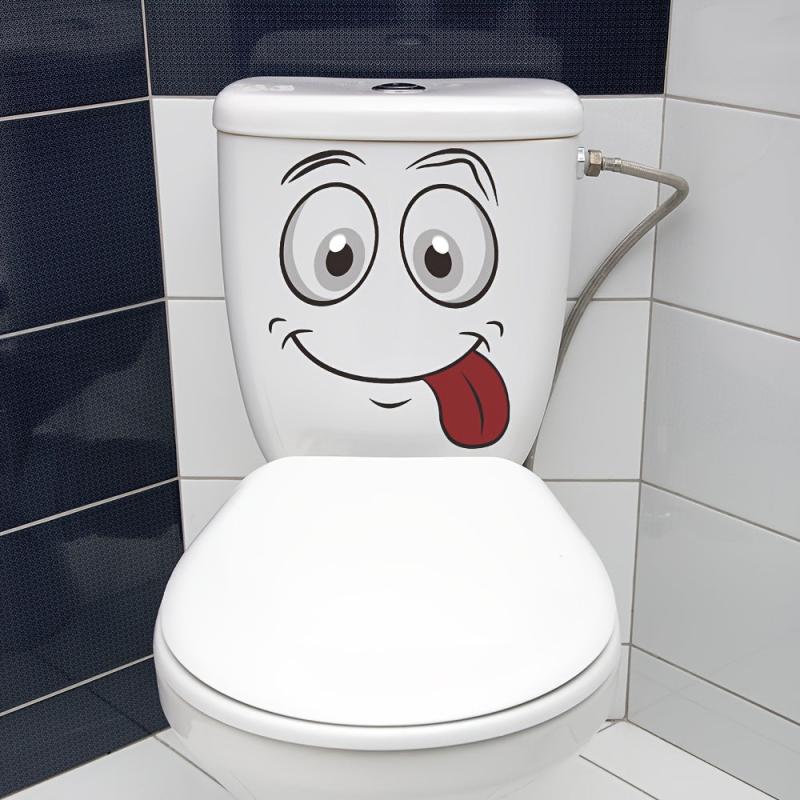 1pc Cartoon Toilet Sticker Wall Decoration Self-adhesive Bathroom Sticker