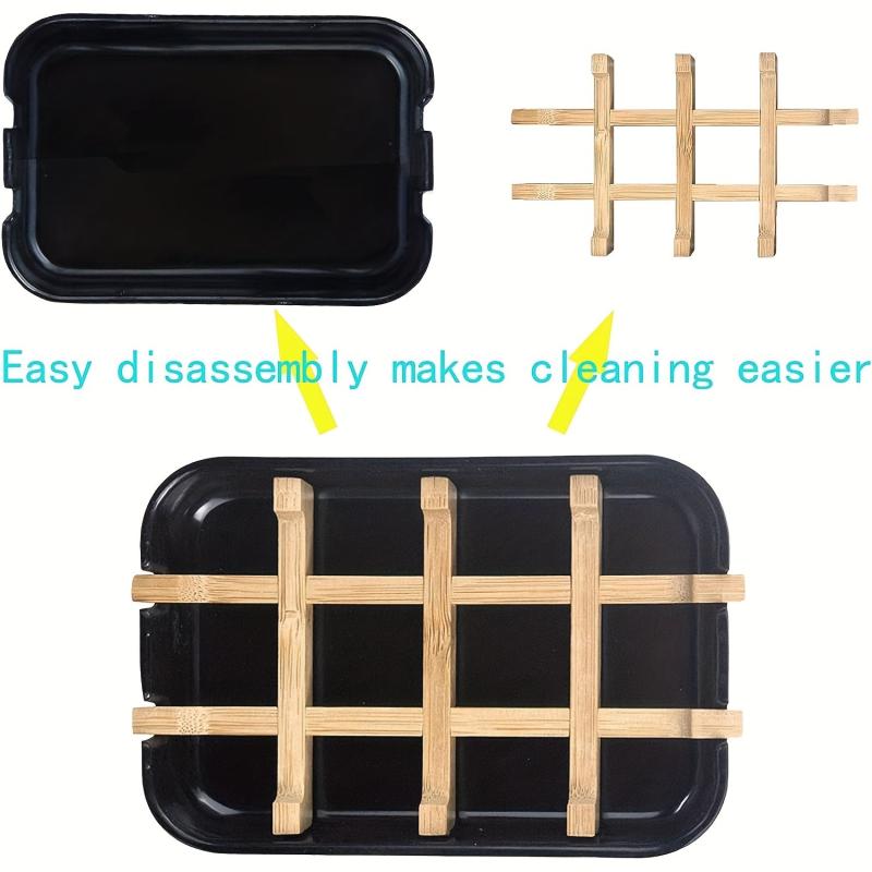 Bamboo Soap Dish Drain Soap Tray Minimalist Two Tone Soap Holder